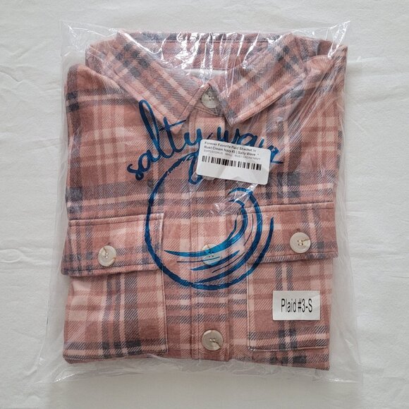 Plaid Shacket Flannel Button Down Womans Small Salty Wave Grunge Academia - Picture 10 of 10